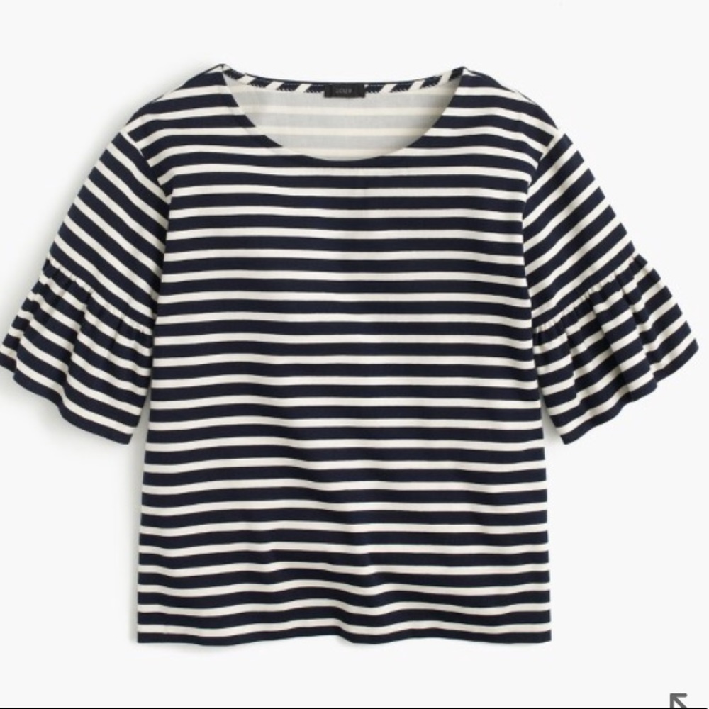 J. CREW Striped Top With Ruffle Sleeve - Picture 3 of 8